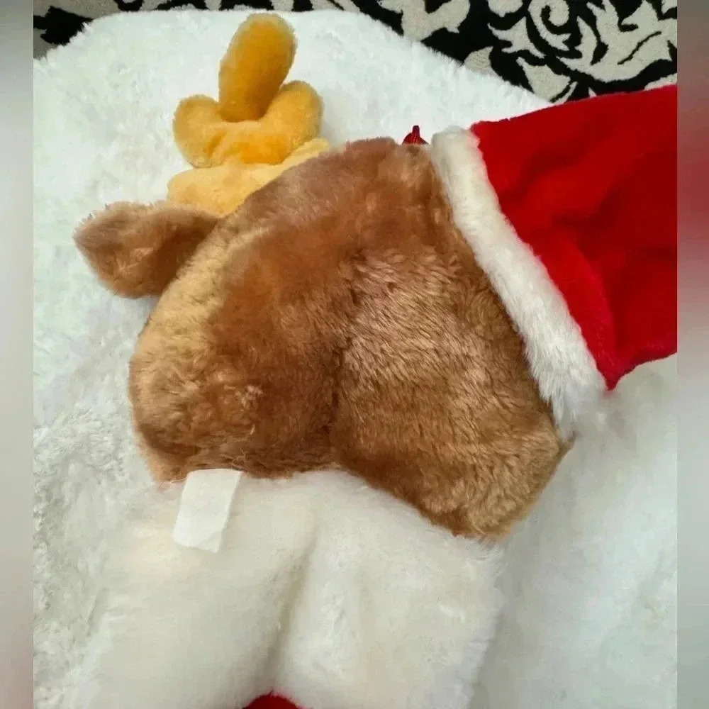Vintage Christmas Stocking Teddy Bear Santa Hat Reindeer 80’s 90’s Cute Gift - Picture 6 of 11